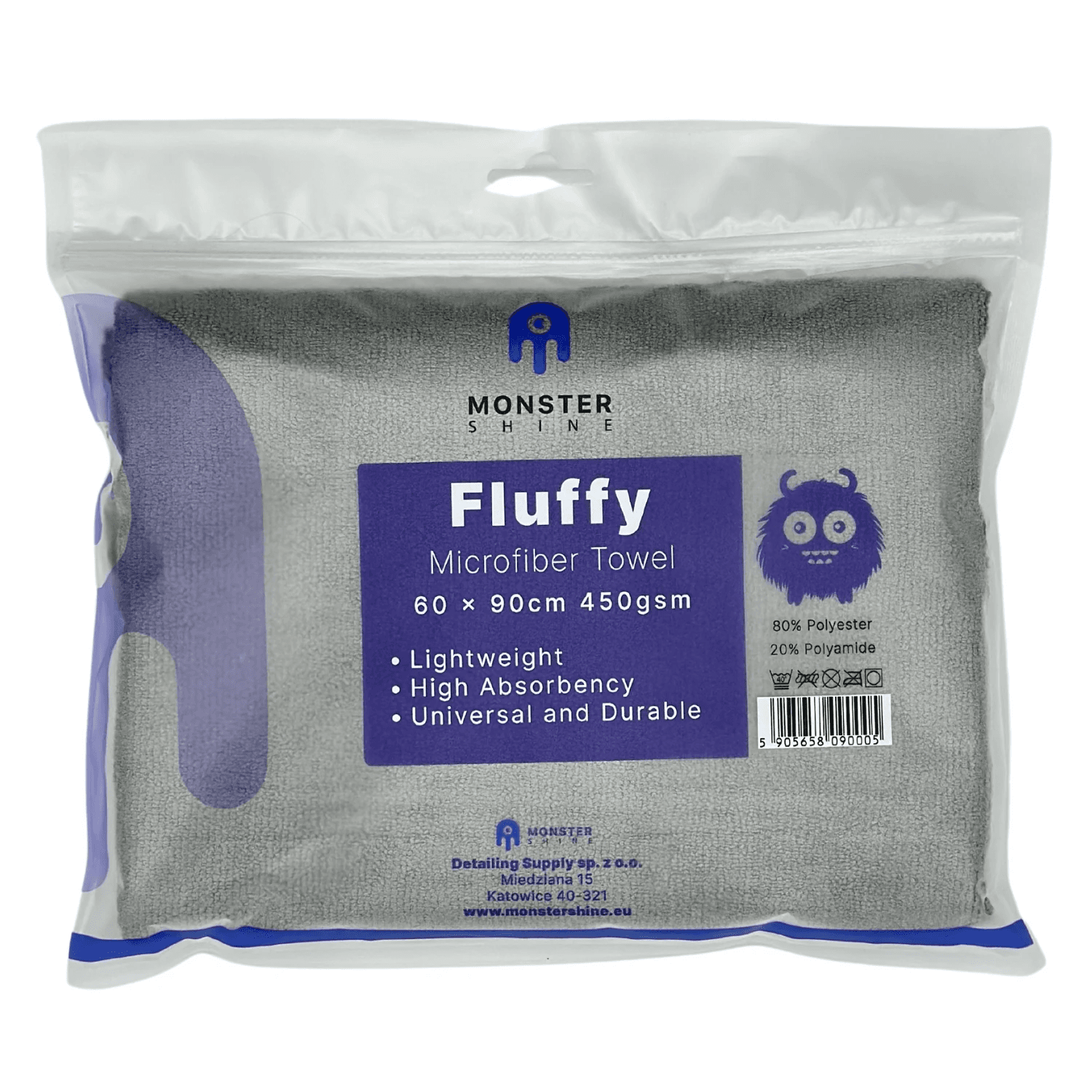 Monster Shine Fluffy Dryer Grey 450 GSM 60 x 90 cm